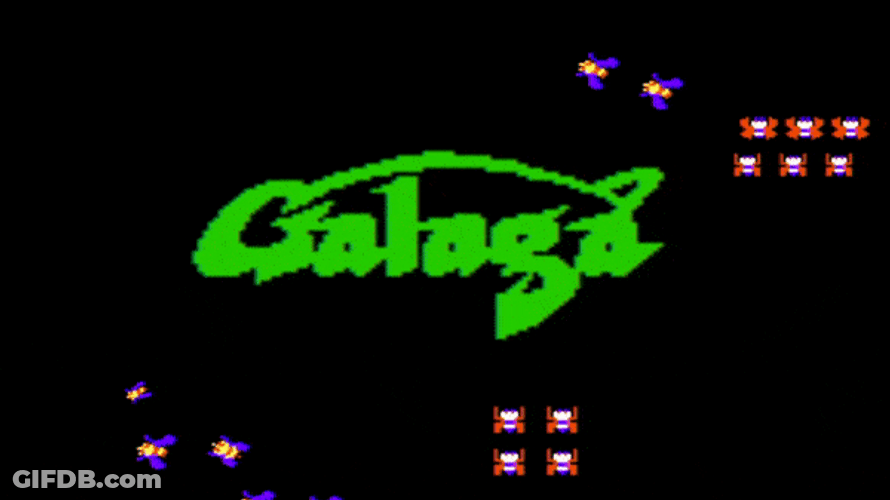 Galaga NES Game Cover GIF