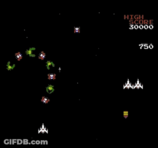 Galaga Ship Missile Hits GIF