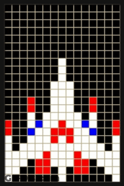 Galaga Ship Tetris Art GIF
