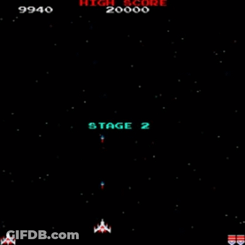 Galaga Stage 2 Game Screen GIF