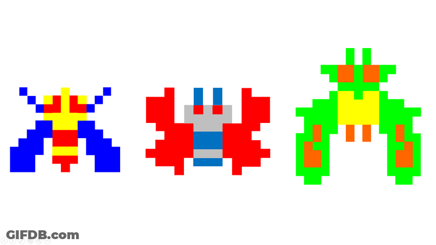 Galaga Villains Cute Sticker GIF