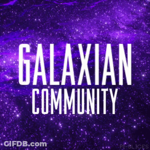 Galaxian Community On Purple Background GIF
