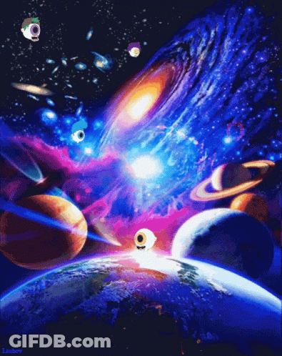 Galaxy And Planets Painting Lubov GIF