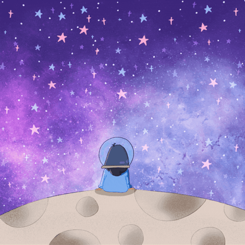 Galaxy Girl Stargazing GIF
