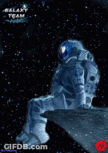 Galaxy Team Poster Astronaut Sitting On Planet GIF