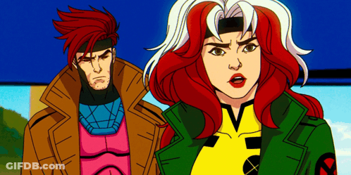 Gambit And Rogue Are Standing Next To Each Other In A Cartoon GIF