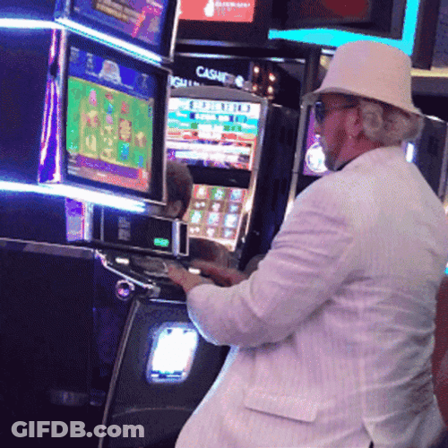 Gambling Frustrated Slapping Buttons Slot Machine GIF