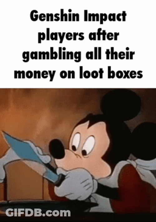 Gambling Mickey Mouse Slicing Meme GIF