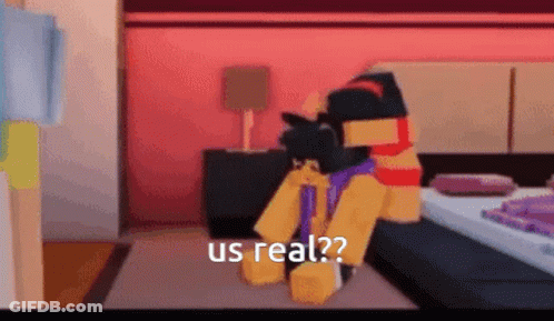 Game Character Says Us Real On Bed GIF