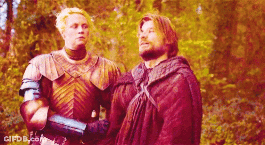 Game Of Thrones Brienne And Jaime In Forest GIF