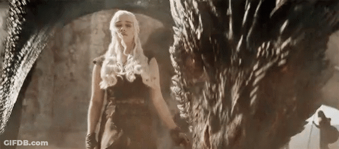 Game Of Thrones Queen Daenerys Standing With Drogon GIF