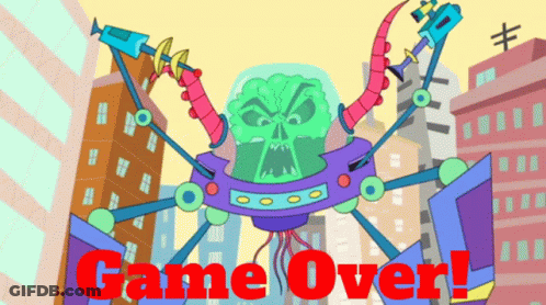 Game Over Sign With Cartoon Monster GIF