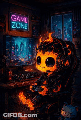 Game Zone Sign Above Person Playing Game GIF