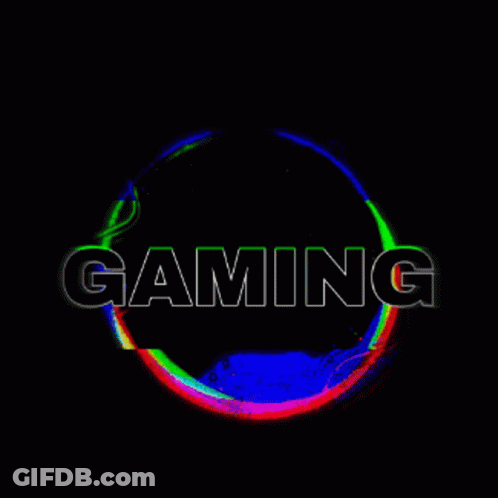 Gaming In Colorful Circle On Black Background GIF