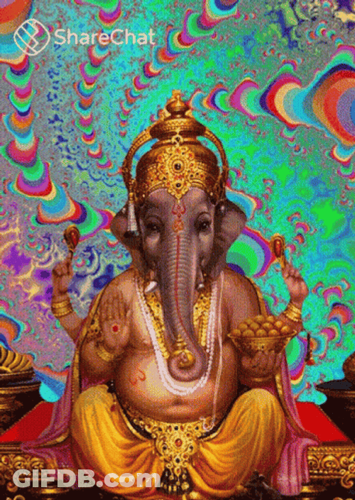 Ganesh 3D Colorful Lights GIF