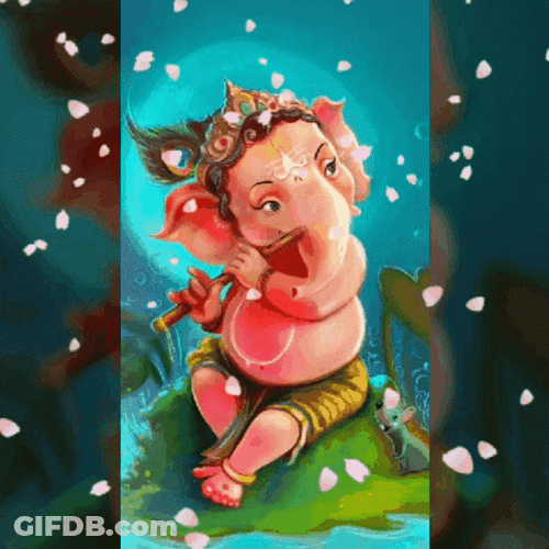 Ganesh 3D Petals Falling GIF