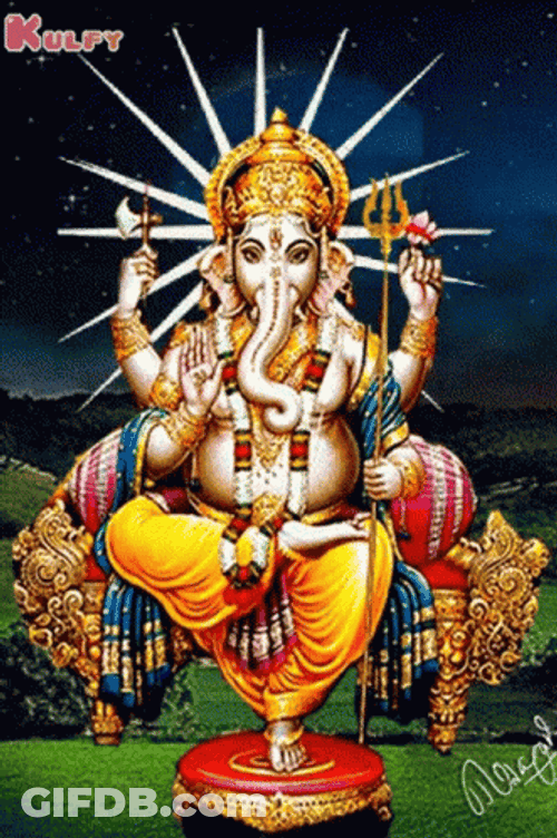 Ganesh 3D Rays Of Light GIF