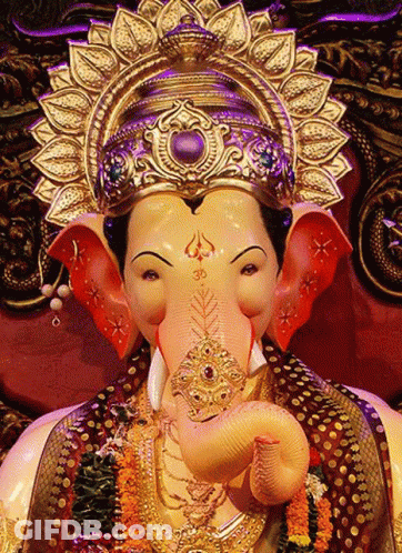 Ganesh Chaturthi Greeting Card With Ganesha Statue GIF