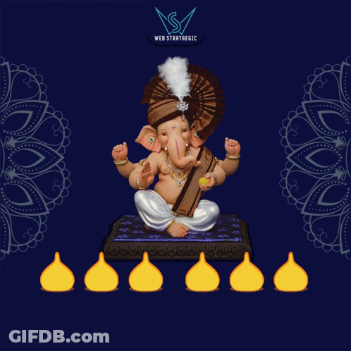 Ganesh Chaturthi Poster With Ganesha Statue GIF