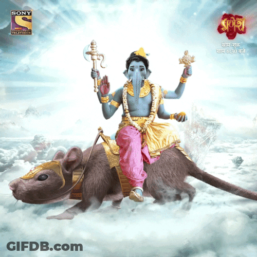 Ganesh Riding On Rat In 3D GIF