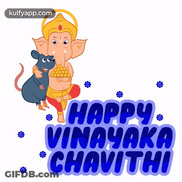Ganesha Holding Mouse Happy Vinayaka Chavithi GIF