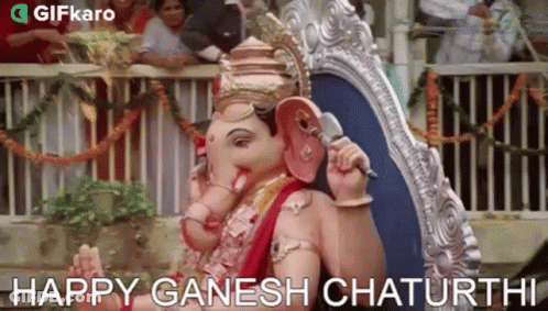 Ganesha Statue Holding Microphone GIF