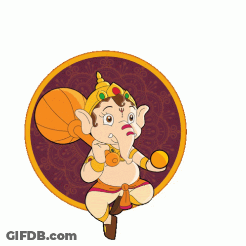 Ganpati Bappa Morza Cartoon Purple Background GIF