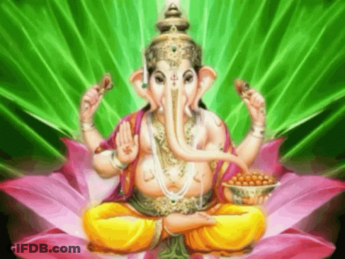 Ganpati Bappa Morza Cartoon Purple Background GIF