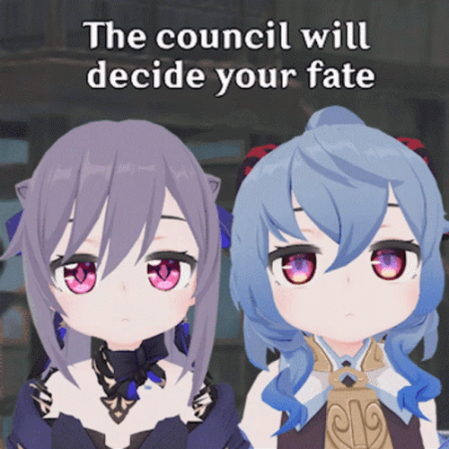 Ganyu And Keqing Waiting Council To Decide GIF