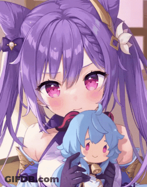 Ganyu Hugging Qiqi Doll GIF