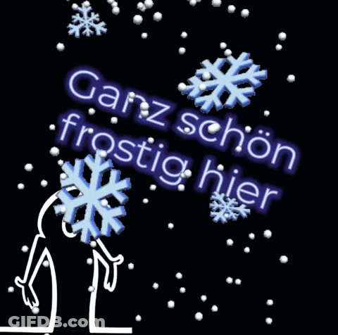 Ganz Schön Frostig Hier Black Background With Snowflakes GIF