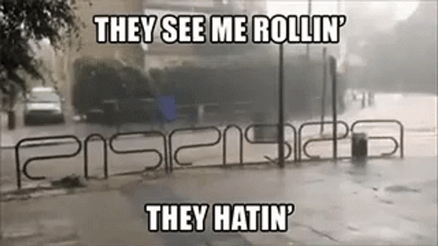 Garbage Can Rolling In The Flooding GIF