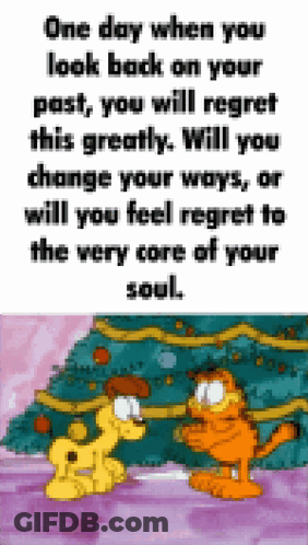 Garfield And A Dog Are Standing Next To A Christmas Tree . GIF