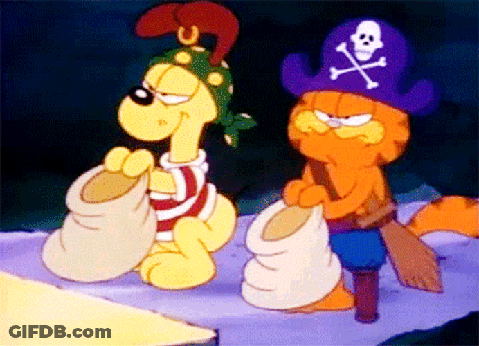 Garfield And Odie Catching Candies GIF