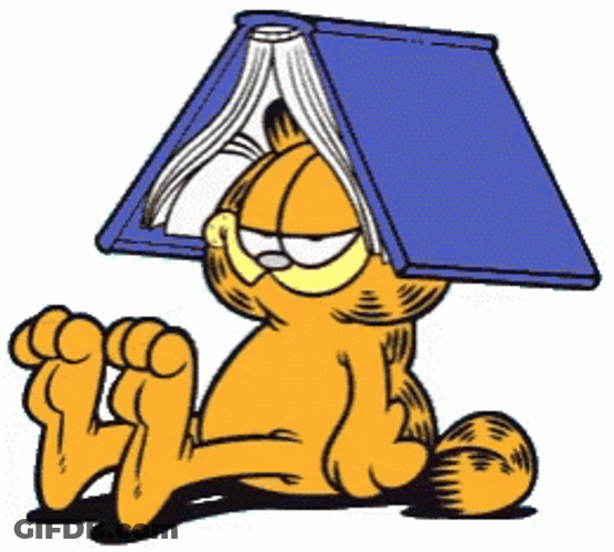 Garfield Book Head On Monday GIF