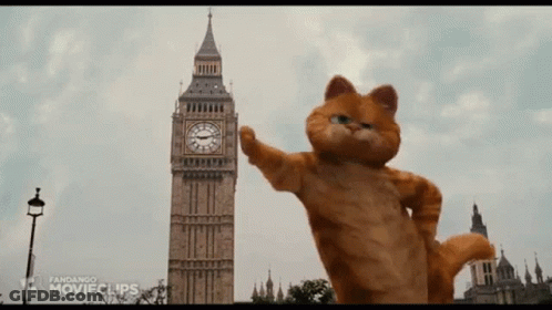 Garfield Cat In Front Of Big Ben GIF