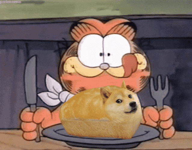 Garfield Eating Dog Bread GIF