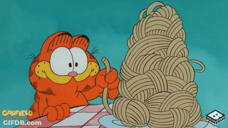 Garfield Eating Spaghetti GIF