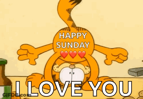 Garfield Happy Sunday I Love You With Hearts GIF