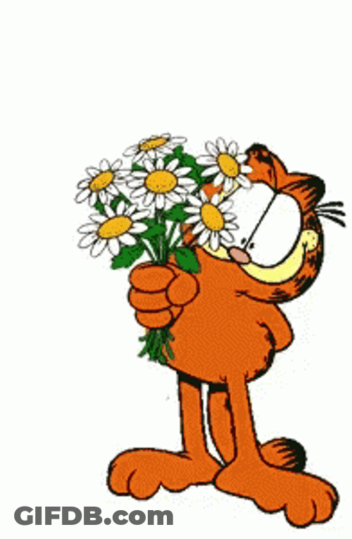 Garfield Holding Flowers GIF
