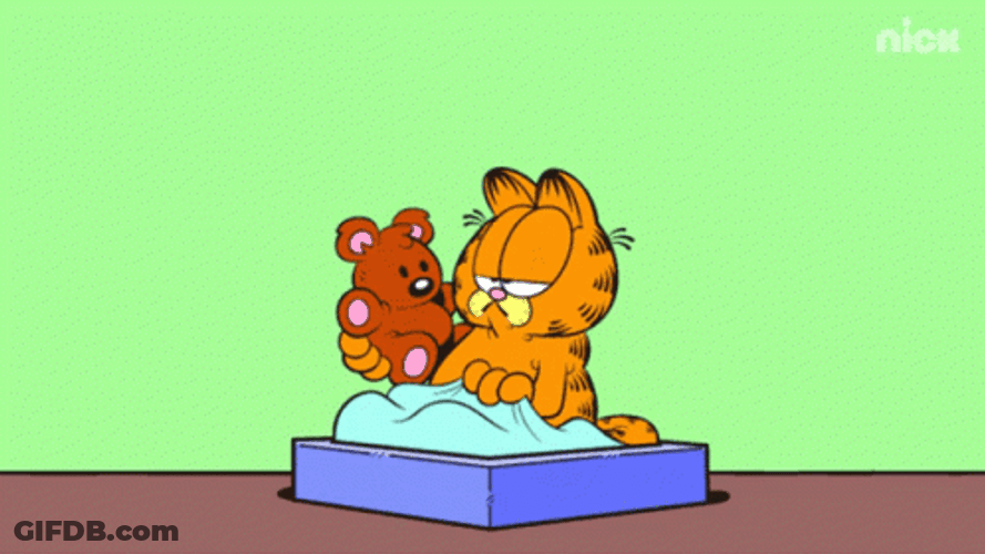 Garfield Holding Teddy Bear On Monday GIF