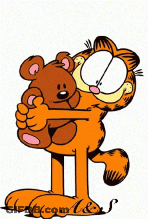 Garfield Hugging Toy With Hearts GIF