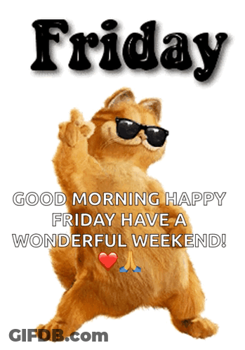 Garfield In Sunglasses Giving Middle Finger Happy Friday GIF