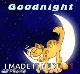 Garfield Is Sleeping On A Crescent Moon And Saying Goodnight . GIF