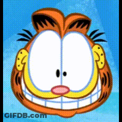 Garfield Is Smiling And Looking At The Camera GIF