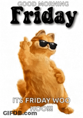 Garfield Is Wearing Sunglasses And Giving The Middle Finger On A Friday . GIF