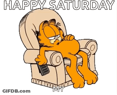 Garfield Laying In Chair With Remote Control GIF