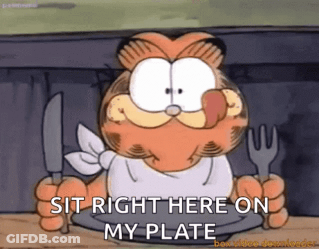 Garfield Lick Lunch Sticking Tongue Out GIF