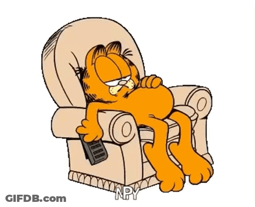 Garfield Lying In Chair Holding Remote GIF