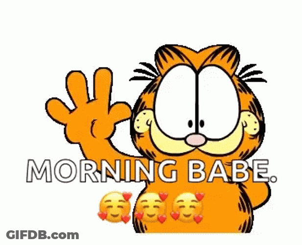 Garfield Morning Babe Wave GIF